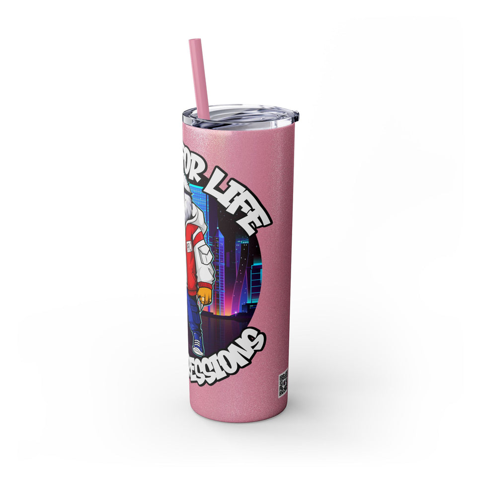 PLAYA FOR LIFE - Skinny Tumbler with Straw, 20oz