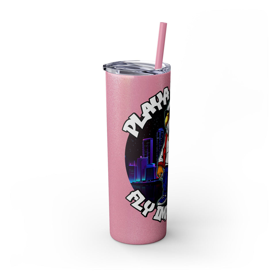 PLAYA FOR LIFE - Skinny Tumbler with Straw, 20oz