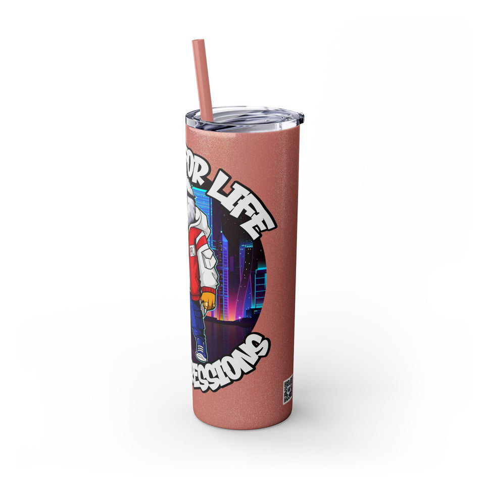 PLAYA FOR LIFE - Skinny Tumbler with Straw, 20oz