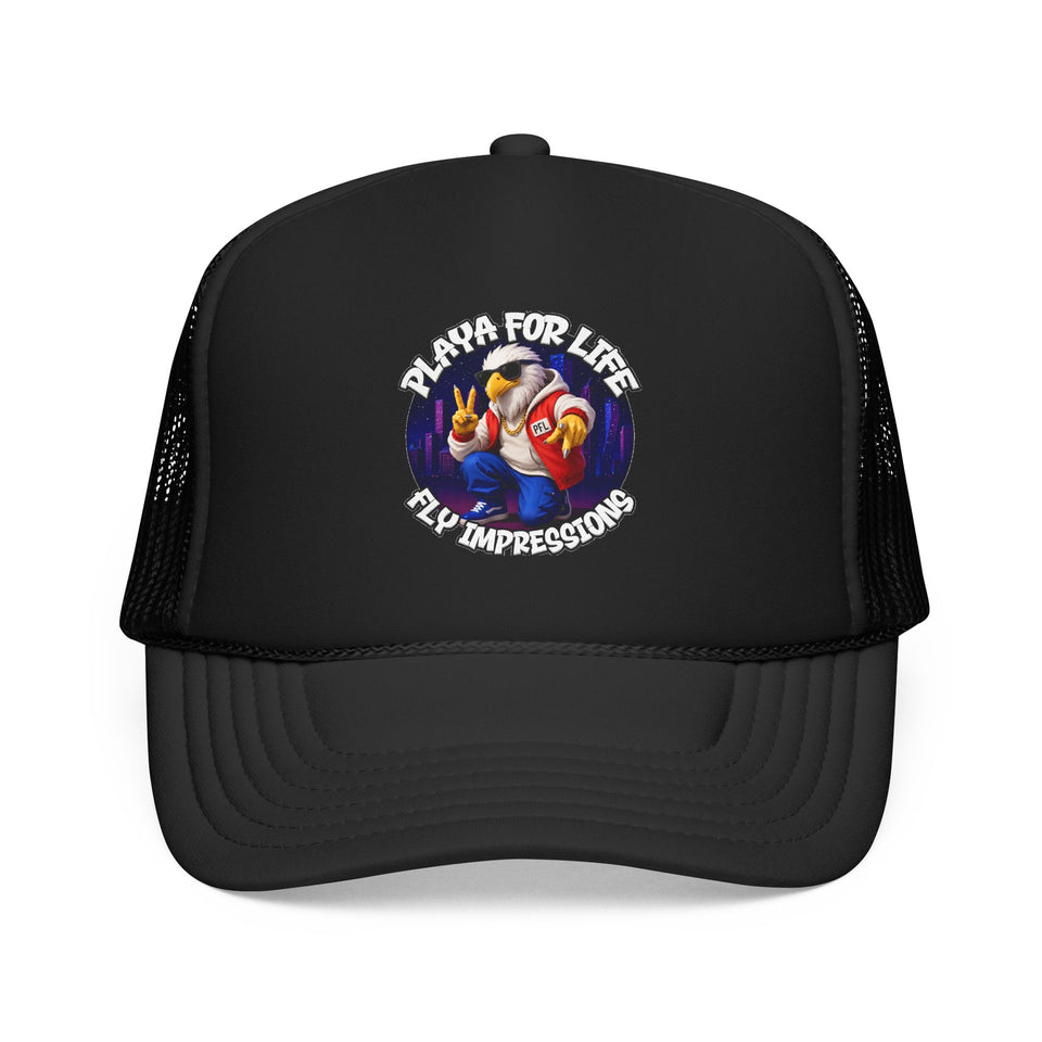 Trucker Hat — Playa For Life: Flip Impressions Graphic Foam Trucker Hat