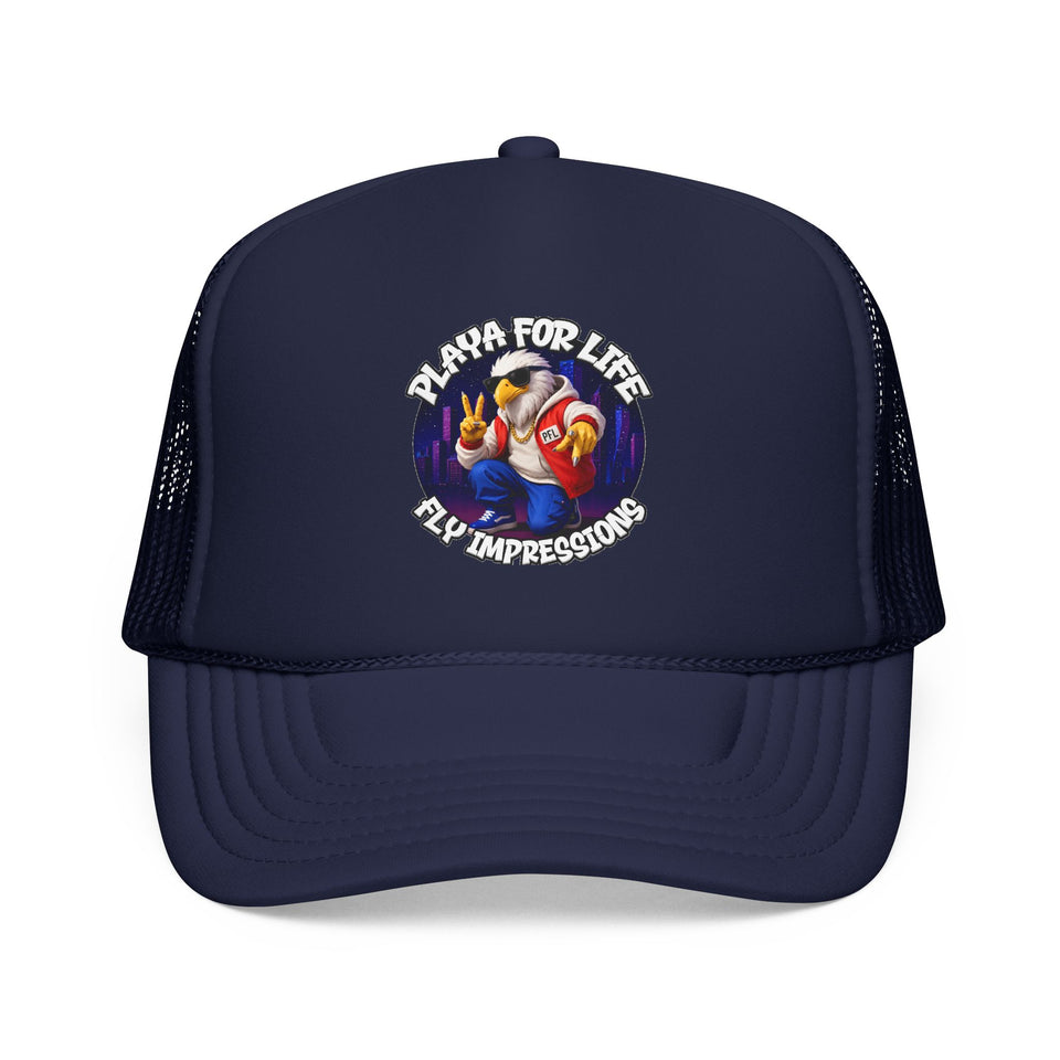 Trucker Hat — Playa For Life: Flip Impressions Graphic Foam Trucker Hat