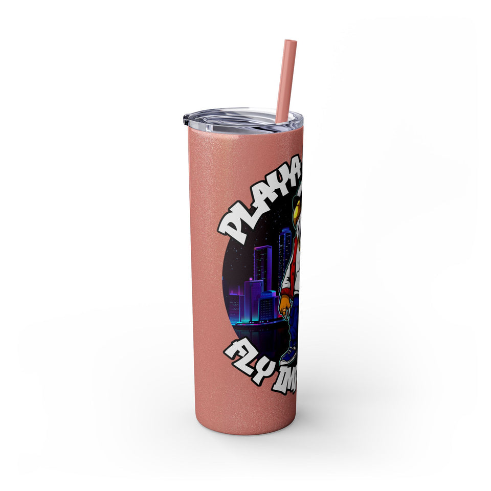 PLAYA FOR LIFE - Skinny Tumbler with Straw, 20oz