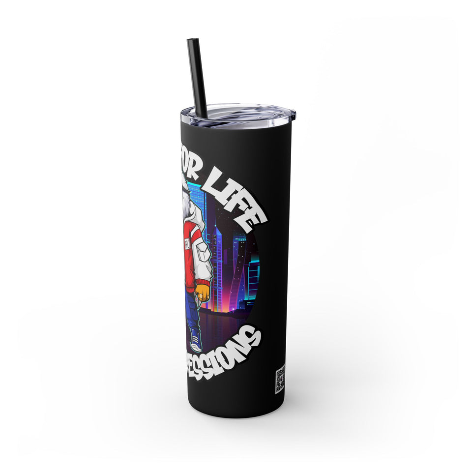 PLAYA FOR LIFE - Skinny Tumbler with Straw, 20oz