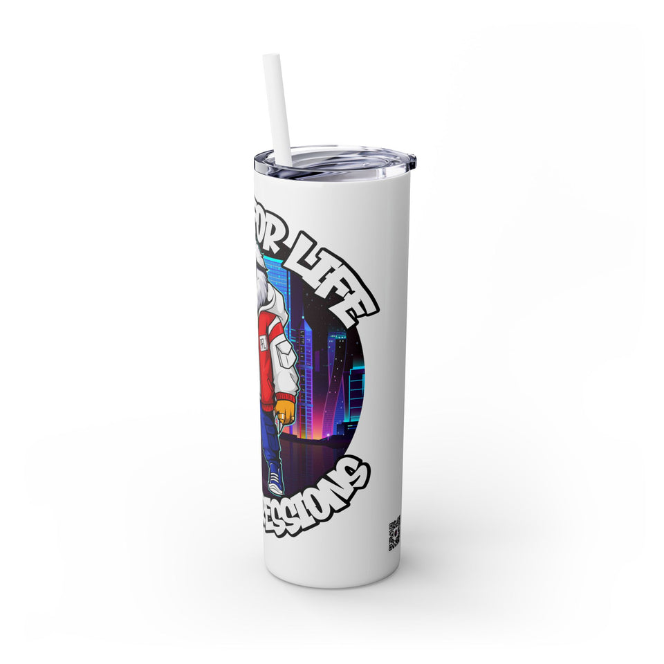 PLAYA FOR LIFE - Skinny Tumbler with Straw, 20oz