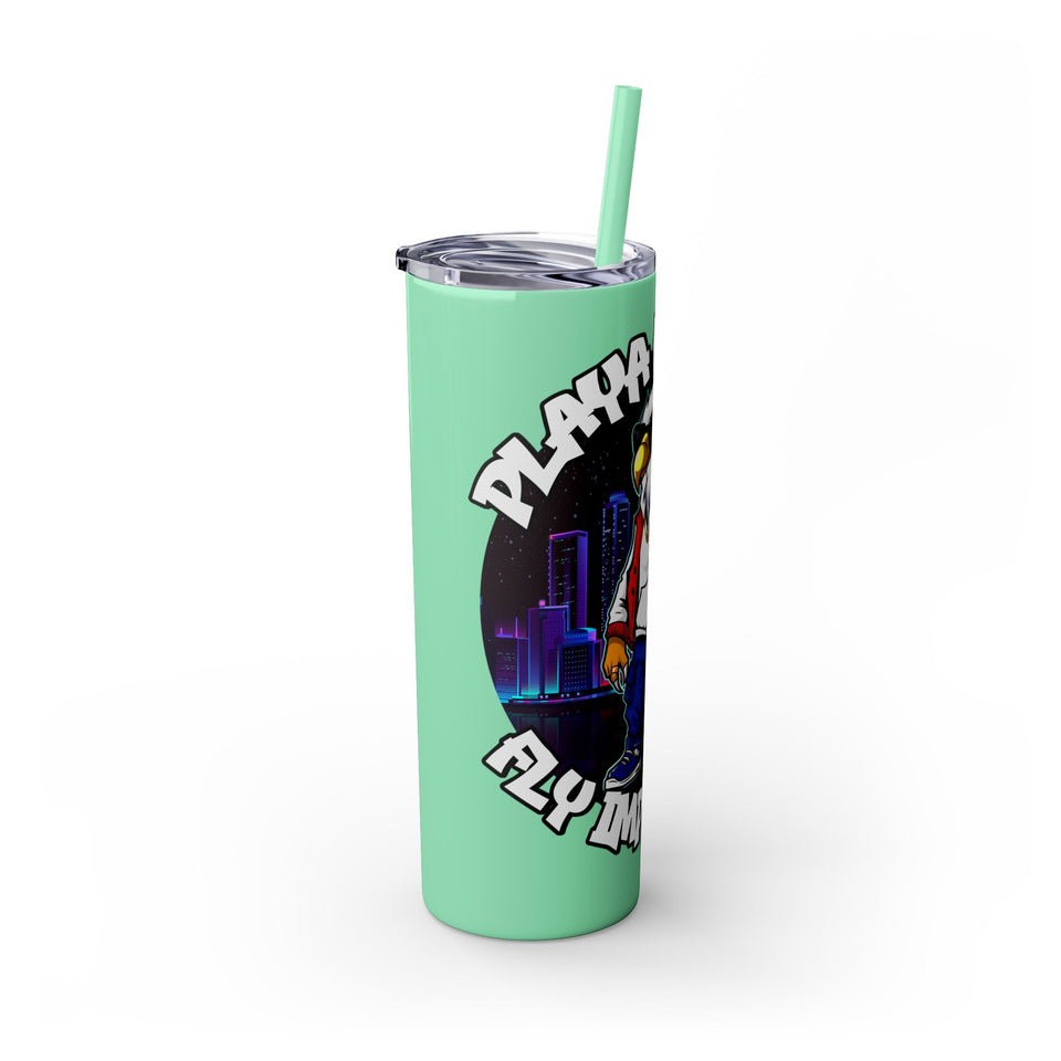 PLAYA FOR LIFE - Skinny Tumbler with Straw, 20oz