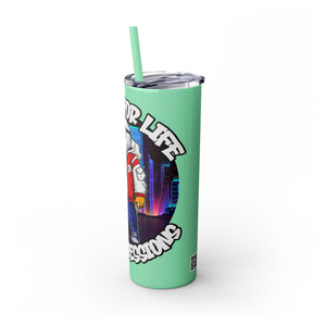 PLAYA FOR LIFE - Skinny Tumbler with Straw, 20oz