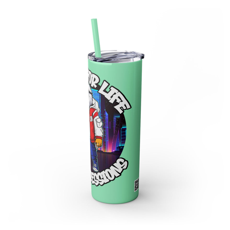 PLAYA FOR LIFE - Skinny Tumbler with Straw, 20oz