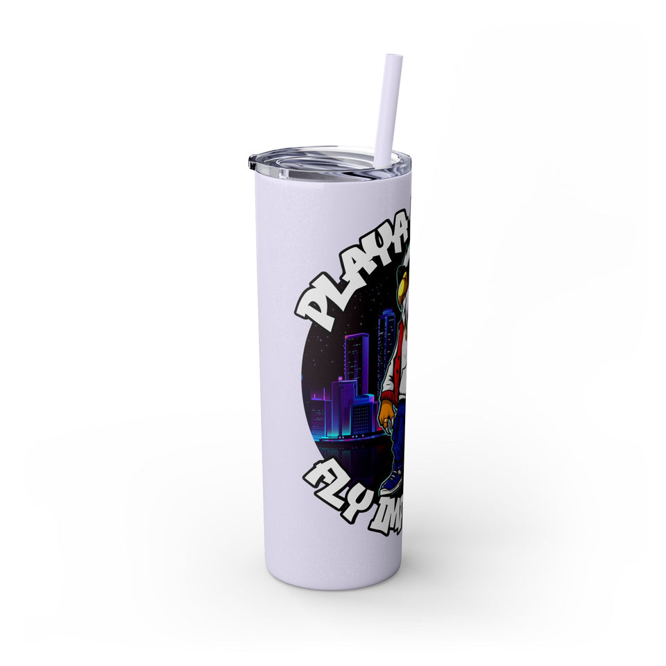 PLAYA FOR LIFE - Skinny Tumbler with Straw, 20oz